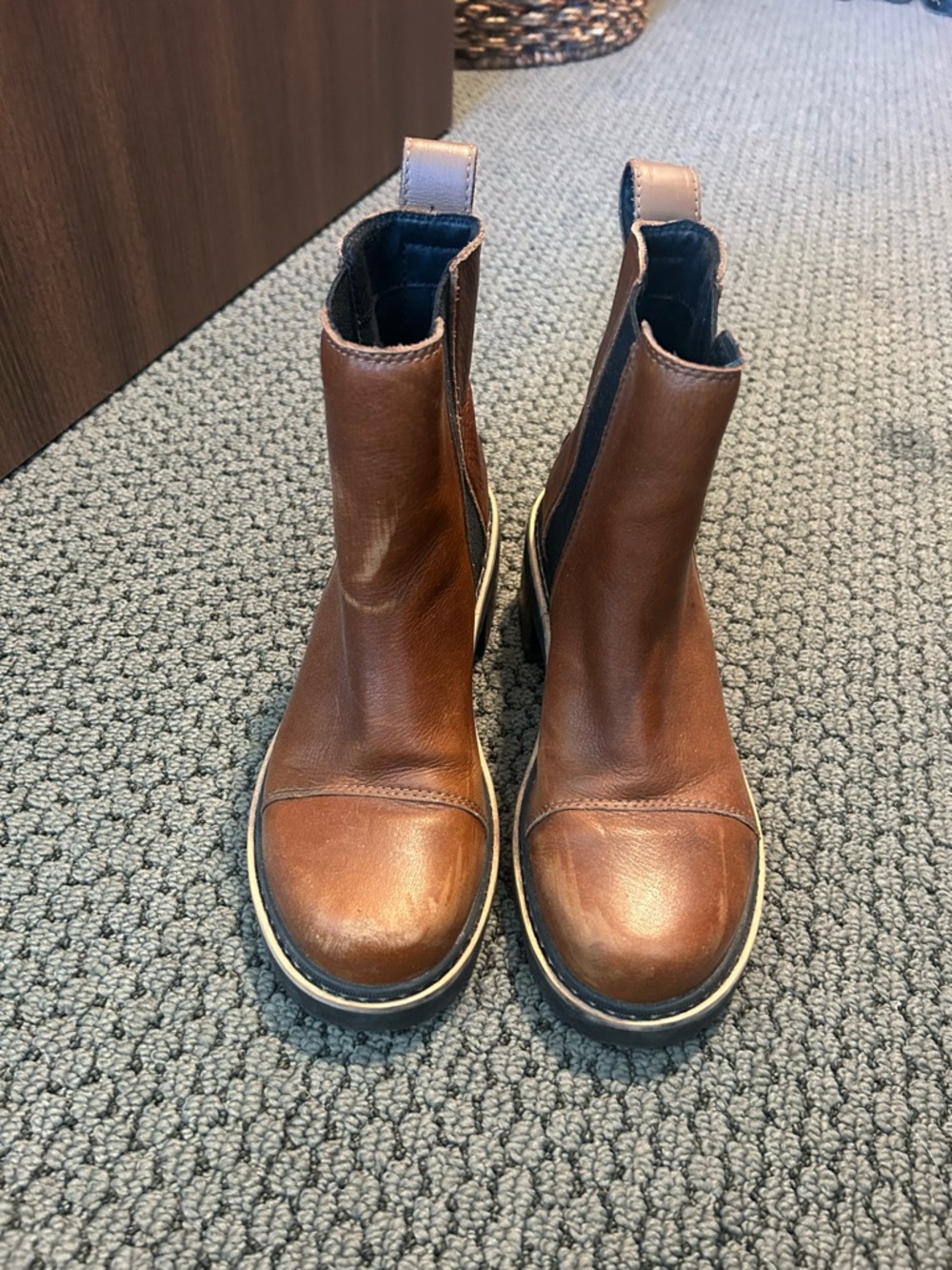 Sorel Brown Leather Chelsea Ankle Boots